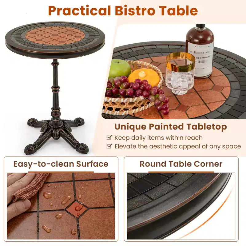 Costway Tavolo da pranzo da esterno 32" con foro per ombrellone da 1,6" e coperchio, piano del tavolo DPC per giardino