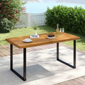 Costway 63 Acacia Wood Dining Table with Heavy-Duty Metal Legs 1.97 Umbrella Hole