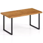 Tavolo da pranzo Costway 63 in legno di acacia con gambe in metallo resistente, foro per ombrellone da 1,97 pollici