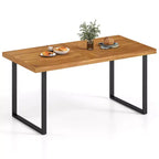 Tavolo da pranzo Costway 63 in legno di acacia con gambe in metallo resistente, foro per ombrellone da 1,97 pollici