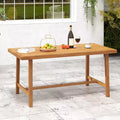 Costway 63 Acacia Wood Dining Table for 6 People with 1.97 Umbrella Hole for Kitchen