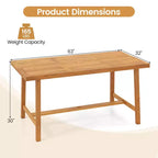 Costway Tavolo da Pranzo 63 in Legno di Acacia per 6 Persone con Foro per Ombrellone da 1.97 per Cucina
