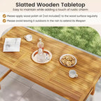 Costway Tavolo da Pranzo 63 in Legno di Acacia per 6 Persone con Foro per Ombrellone da 1.97 per Cucina