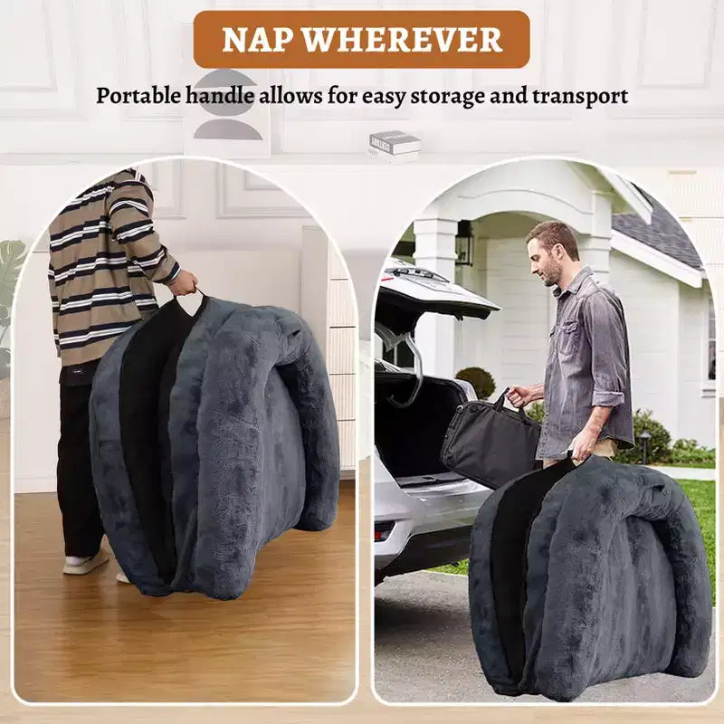 Cuscino per Cani a Misura d'Uomo per Persone Adulte, Cuccia Pieghevole per Umani, 180x110x25 cm, Cuccia Gigante con Copertura Rimovibile, Lettino per Cani in Pelliccia Sintetica Lavabile