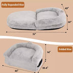 Cuscino per Cani a Misura d'Uomo per Persone Adulte, Cuccia Pieghevole per Umani, 180x110x25 cm, Cuccia Gigante con Copertura Rimovibile, Lettino per Cani in Pelliccia Sintetica Lavabile