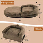 Cuscino per Cani a Misura d'Uomo per Persone Adulte, Cuccia Pieghevole per Umani, 180x110x25 cm, Cuccia Gigante con Copertura Rimovibile, Lettino per Cani in Pelliccia Sintetica Lavabile