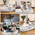 Cuscino per Cani a Misura d'Uomo per Persone Adulte, Cuccia Pieghevole per Umani, 180x110x25 cm, Cuccia Gigante con Copertura Rimovibile, Lettino per Cani in Pelliccia Sintetica Lavabile