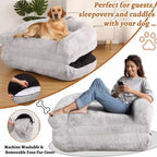 Cuscino per Cani a Misura d'Uomo per Persone Adulte, Cuccia Pieghevole per Umani, 180x110x25 cm, Cuccia Gigante con Copertura Rimovibile, Lettino per Cani in Pelliccia Sintetica Lavabile