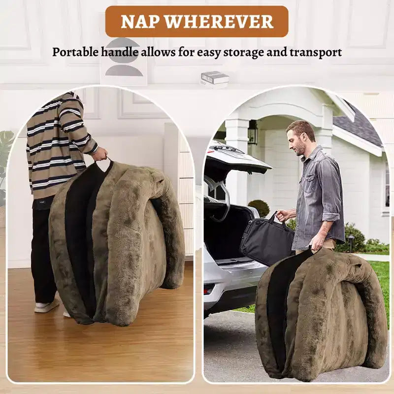 Cuscino per Cani a Misura d'Uomo per Persone Adulte, Cuccia Pieghevole per Umani, 180x110x25 cm, Cuccia Gigante con Copertura Rimovibile, Lettino per Cani in Pelliccia Sintetica Lavabile