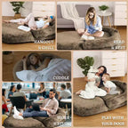 Cuscino per Cani a Misura d'Uomo per Persone Adulte, Cuccia Pieghevole per Umani, 180x110x25 cm, Cuccia Gigante con Copertura Rimovibile, Lettino per Cani in Pelliccia Sintetica Lavabile