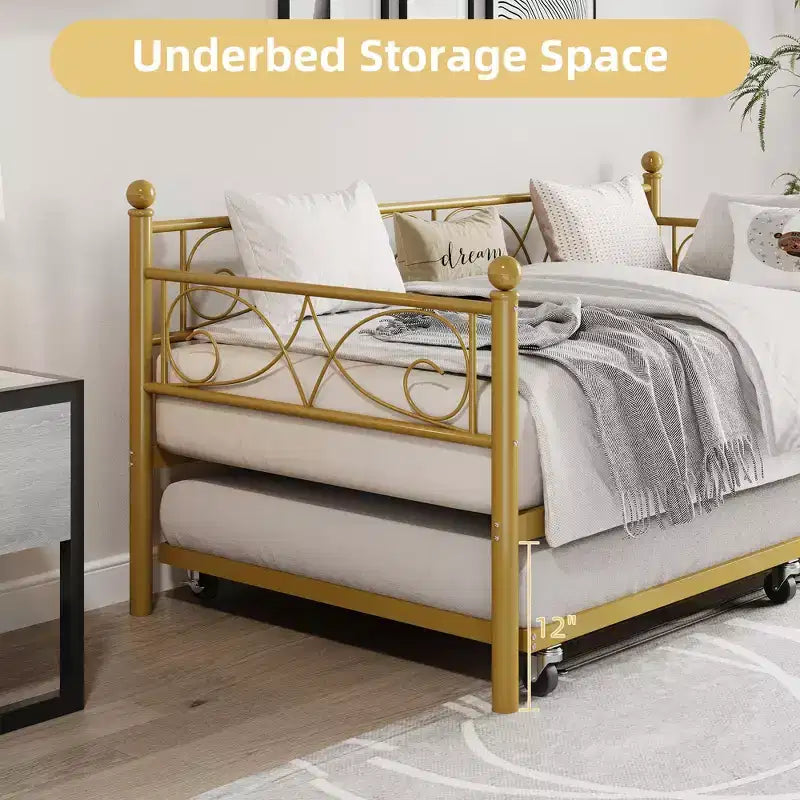 Divano letto singolo con letto estraibile, letto estraibile in metallo, struttura divano letto, doghe in metallo resistente, per soggiorno, camera da letto, camera degli ospiti, salvaspazio