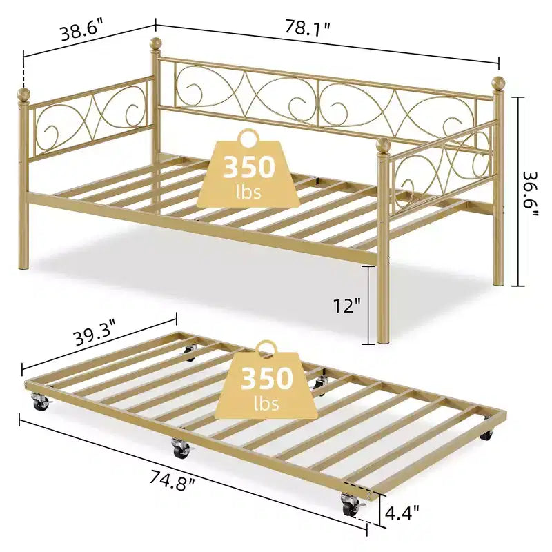 Divano letto singolo con letto estraibile, letto estraibile in metallo, struttura divano letto, doghe in metallo resistente, per soggiorno, camera da letto, camera degli ospiti, salvaspazio