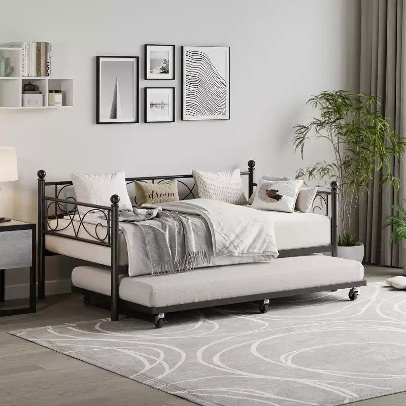 Divano letto singolo con letto estraibile, letto estraibile in metallo, struttura divano letto, doghe in metallo resistente, per soggiorno, camera da letto, camera degli ospiti, salvaspazio
