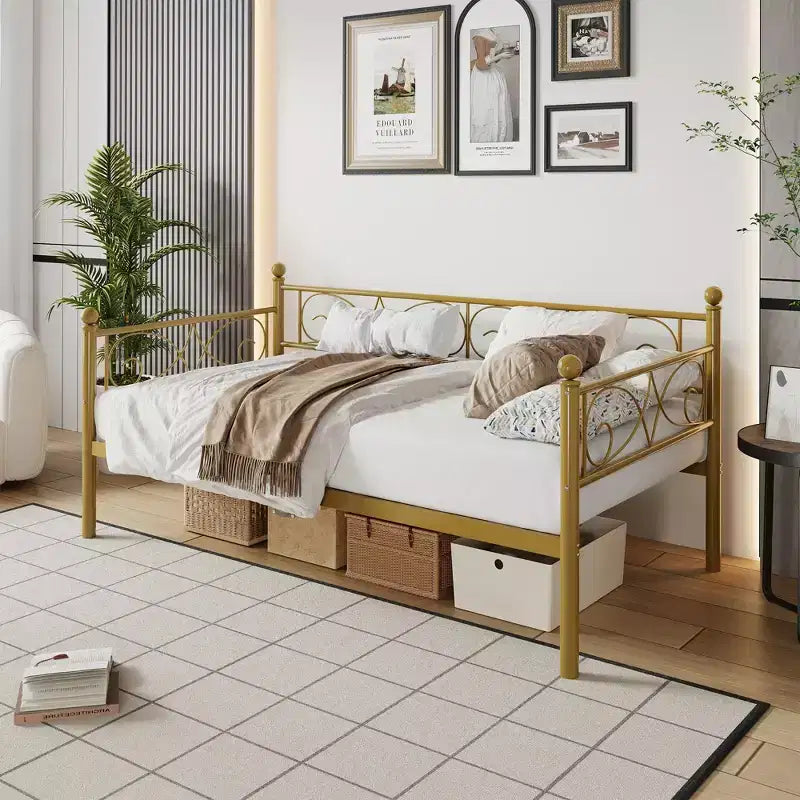 Divano letto singolo con letto estraibile, letto estraibile in metallo, struttura divano letto, doghe in metallo resistente, per soggiorno, camera da letto, camera degli ospiti, salvaspazio