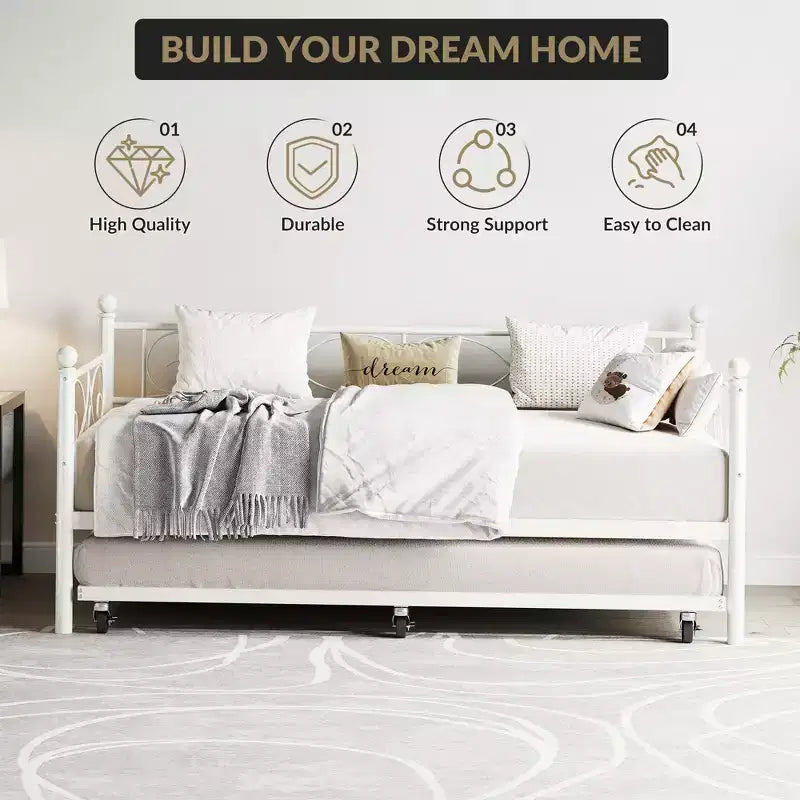 Divano letto singolo con letto estraibile, letto estraibile in metallo, struttura divano letto, doghe in metallo resistente, per soggiorno, camera da letto, camera degli ospiti, salvaspazio