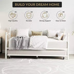 Divano letto singolo con letto estraibile, letto estraibile in metallo, struttura divano letto, doghe in metallo resistente, per soggiorno, camera da letto, camera degli ospiti, salvaspazio