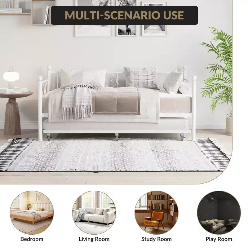 Divano letto singolo con letto estraibile, letto estraibile in metallo, struttura divano letto, doghe in metallo resistente, per soggiorno, camera da letto, camera degli ospiti, salvaspazio