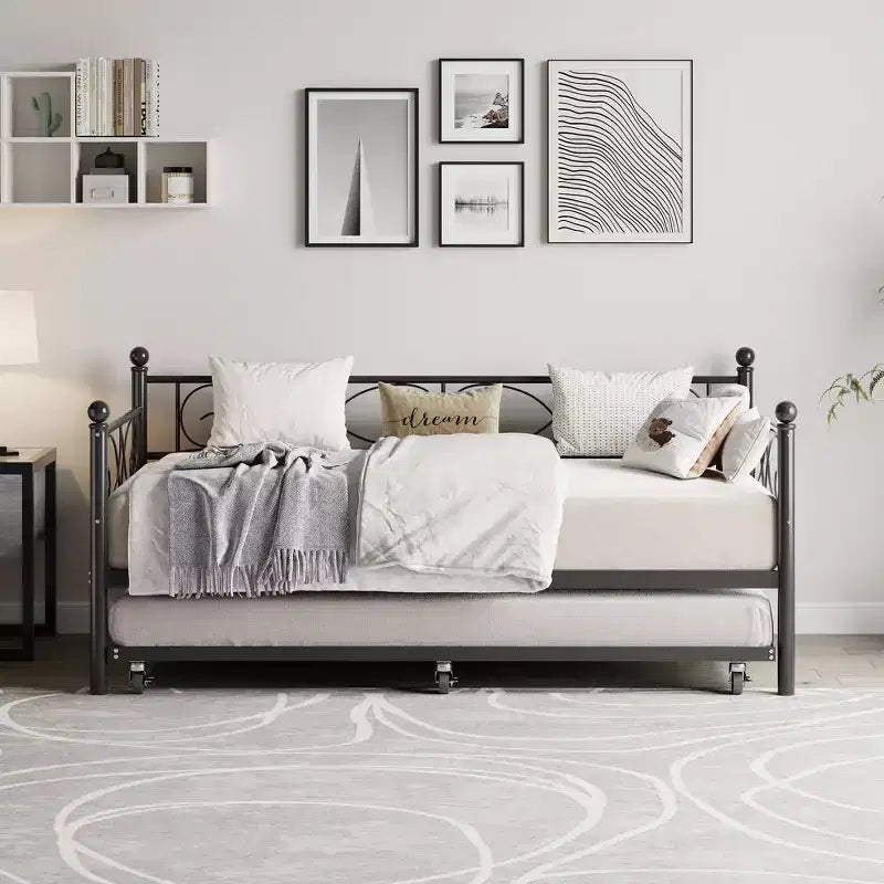 Divano letto singolo con letto estraibile, letto estraibile in metallo, struttura divano letto, doghe in metallo resistente, per soggiorno, camera da letto, camera degli ospiti, salvaspazio