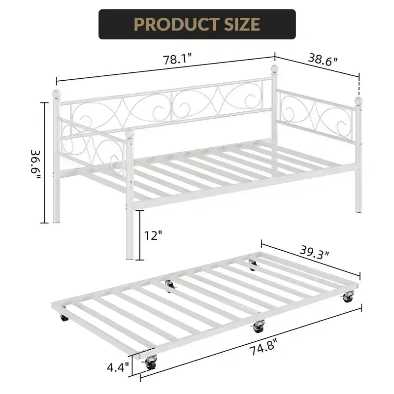 Divano letto singolo con letto estraibile, letto estraibile in metallo, struttura divano letto, doghe in metallo resistente, per soggiorno, camera da letto, camera degli ospiti, salvaspazio