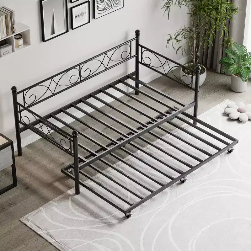 Divano letto singolo con letto estraibile, letto estraibile in metallo, struttura divano letto, doghe in metallo resistente, per soggiorno, camera da letto, camera degli ospiti, salvaspazio