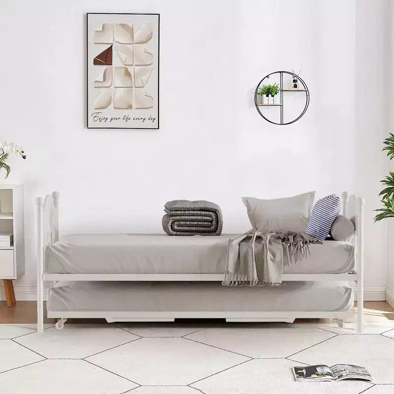Divano letto con rotelle, divano letto singolo in metallo, telaio per divano letto con letto a rotelle pieghevole, piattaforma a doghe in acciaio resistente per soggiorno, camera da letto