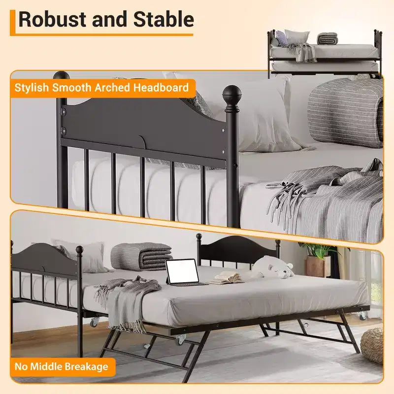 Divano letto con rotelle, divano letto singolo in metallo, telaio per divano letto con letto a rotelle pieghevole, piattaforma a doghe in acciaio resistente per soggiorno, camera da letto