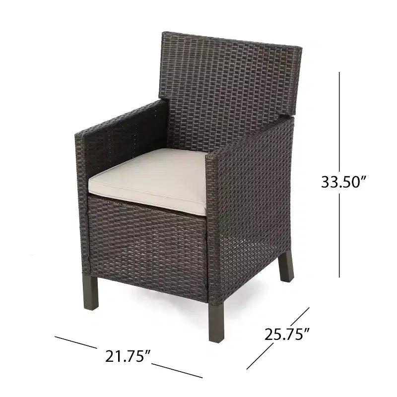 Christopher Knight Home Cypress Set da Pranzo da Esterno in Vimini 7 Pezzi con Cuscini