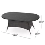 Christopher Knight Home Cypress Set da Pranzo da Esterno in Vimini 7 Pezzi con Cuscini
