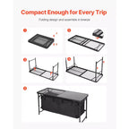 Tavolo da Cucina da Campeggio VEVOR, Tavolo Pieghevole da Cucina per Esterni, 3 Altezze Regolabili, Stazione di Cottura Portatile Leggera in Alluminio, Nero
