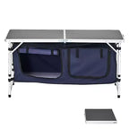 VEVOR Camping Kitchen Table, Folding Outdoor Cooking Table, 3 Adjustable Height, Aluminum Lightweight Portable Cook Station, Blue