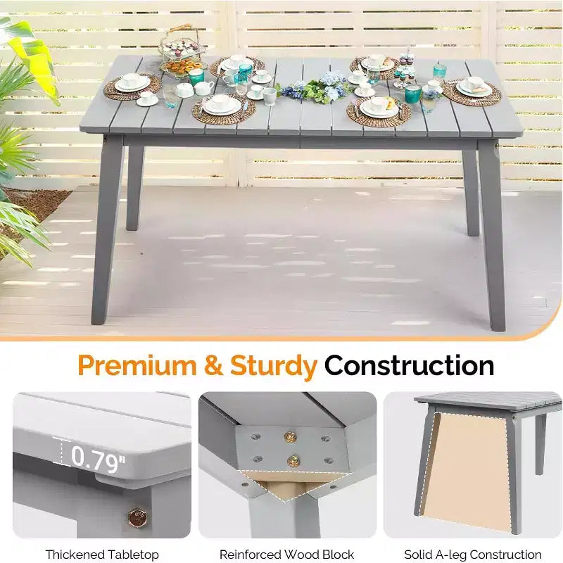 VINGLI Tavolo da pranzo rettangolare da esterno 140 cm in legno massello di cedro per 4-6 persone, tavolo da giardino impermeabile per cortile, terrazza, bordo piscina