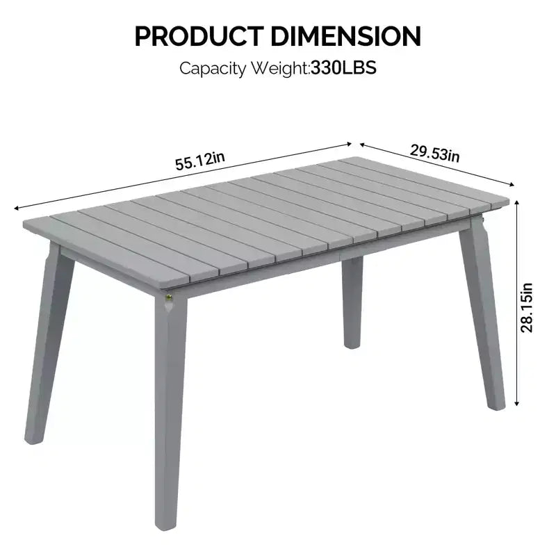 VINGLI Tavolo da pranzo rettangolare da esterno 140 cm in legno massello di cedro per 4-6 persone, tavolo da giardino impermeabile per cortile, terrazza, bordo piscina