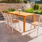 VINGLI Tavolo da pranzo rettangolare da esterno 140 cm in legno massello di cedro per 4-6 persone, tavolo da giardino impermeabile per cortile, terrazza, bordo piscina