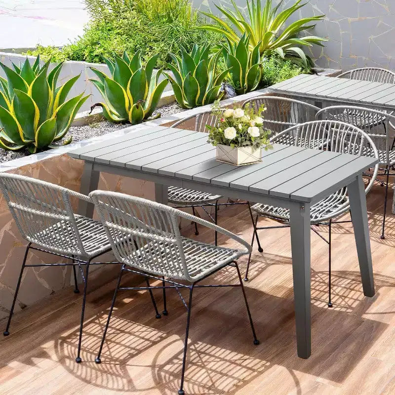 VINGLI Tavolo da pranzo rettangolare da esterno 140 cm in legno massello di cedro per 4-6 persone, tavolo da giardino impermeabile per cortile, terrazza, bordo piscina