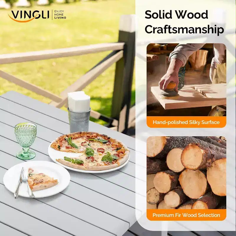VINGLI Tavolo da pranzo rettangolare da esterno 140 cm in legno massello di cedro per 4-6 persone, tavolo da giardino impermeabile per cortile, terrazza, bordo piscina