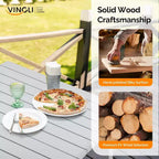 VINGLI Tavolo da pranzo rettangolare da esterno 140 cm in legno massello di cedro per 4-6 persone, tavolo da giardino impermeabile per cortile, terrazza, bordo piscina