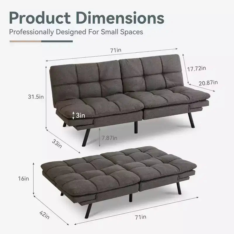Dyonery 71 Divano Letto Trasformabile, Divano Letto con Memory Foam, Schienale e Braccioli Regolabili, Divanetto Letto Multifunzionale