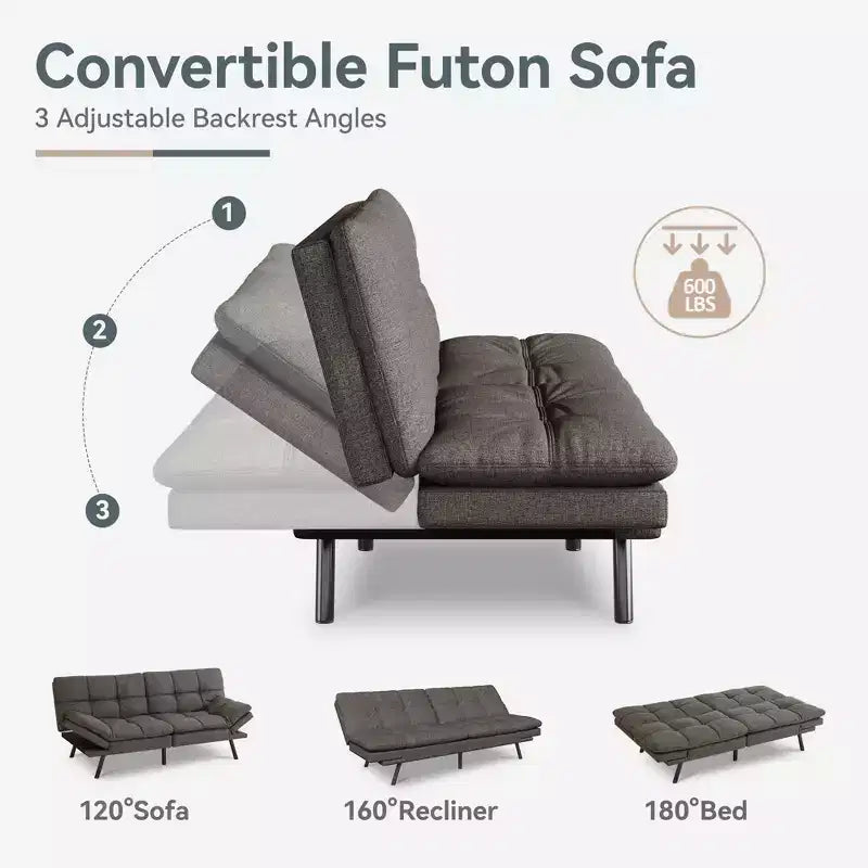 Dyonery 71 Divano Letto Trasformabile, Divano Letto con Memory Foam, Schienale e Braccioli Regolabili, Divanetto Letto Multifunzionale