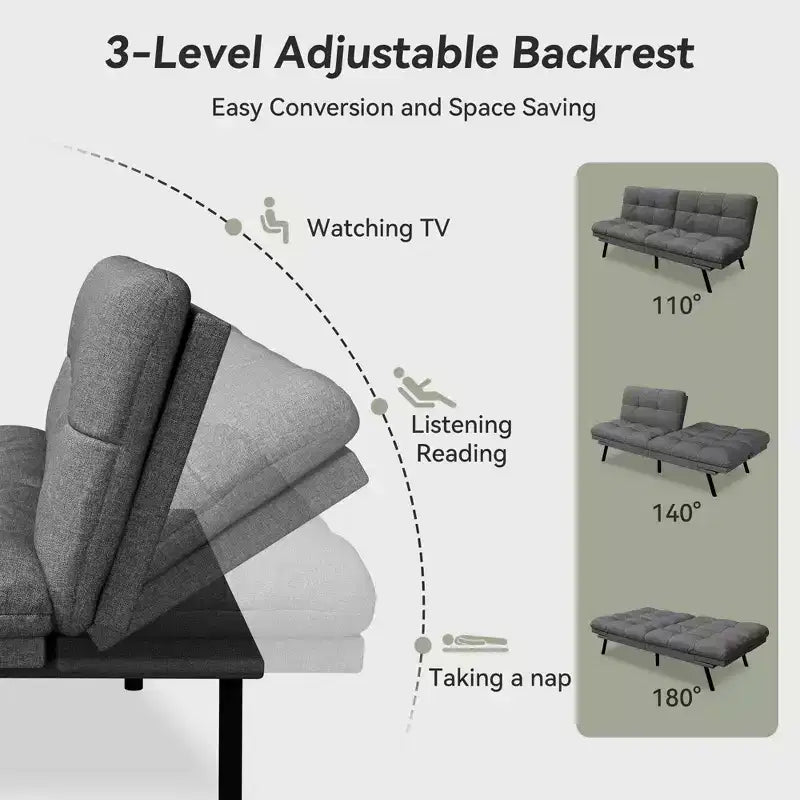 Dyonery 71 Divano Letto Trasformabile, Divano Letto con Memory Foam, Schienale e Braccioli Regolabili, Divanetto Letto Multifunzionale