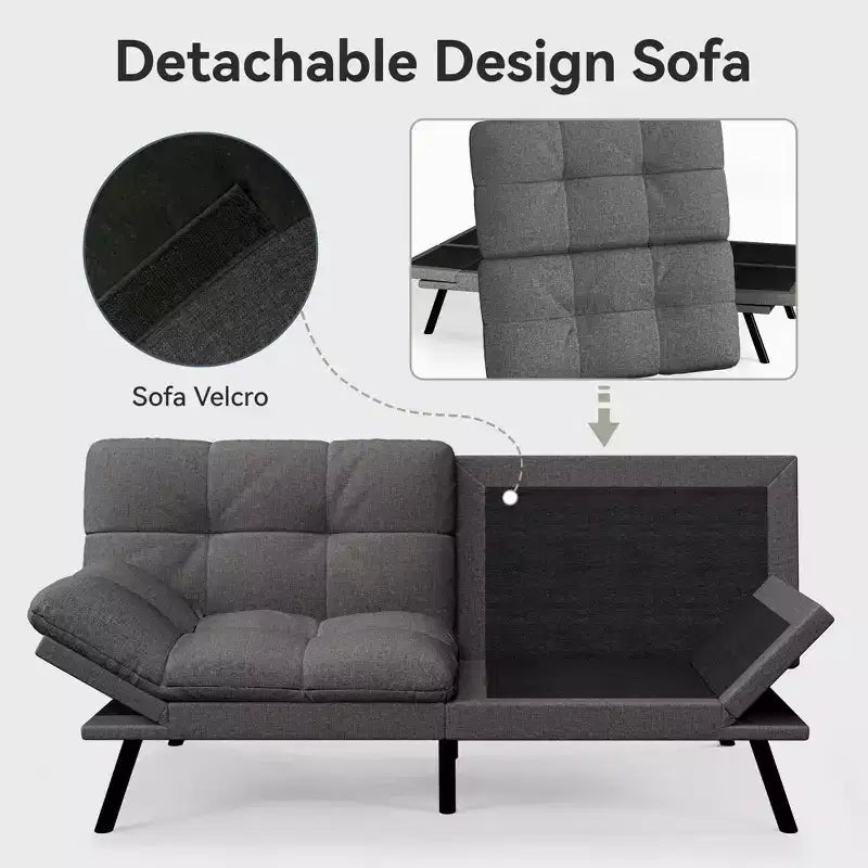 Dyonery 71 Divano Letto Trasformabile, Divano Letto con Memory Foam, Schienale e Braccioli Regolabili, Divanetto Letto Multifunzionale