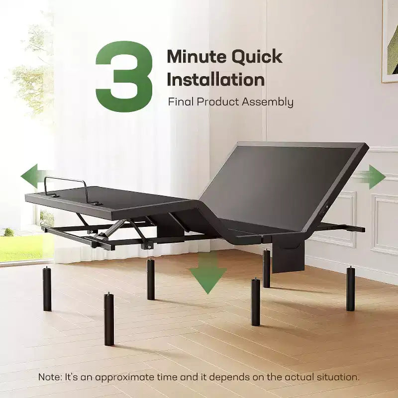 Marsail Letto Regolabile Twin XL, Rete a Doghe Regolabile in Altezza con Inclinazione Testa e Piedi, Luce Notturna, Telecomando Wireless, 4 Porte USB e 4 Opzioni di Altezza