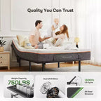 Marsail Letto Regolabile Twin XL, Rete a Doghe Regolabile in Altezza con Inclinazione Testa e Piedi, Luce Notturna, Telecomando Wireless, 4 Porte USB e 4 Opzioni di Altezza