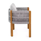 Christopher Knight Home Corin Set da Pranzo Rustico da Esterno 7 Pezzi in Legno di Acacia con Corda Intrecciata, Tavolo a Doghe e Cuscini