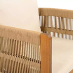 Christopher Knight Home Corin Set da Pranzo Rustico da Esterno 7 Pezzi in Legno di Acacia con Corda Intrecciata, Tavolo a Doghe e Cuscini