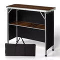 Karl Home Patio Brown Portable Folding Bar Table with Shelf