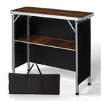 Karl Home Patio Brown Portable Folding Bar Table with Shelf