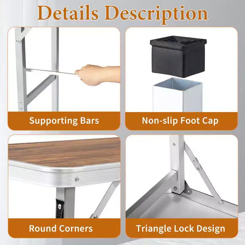 Tavolo Bar Pieghevole Portatile da Patio Karl Home Marrone con Scaffale