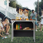Tavolo Bar Pieghevole Portatile da Patio Karl Home Marrone con Scaffale