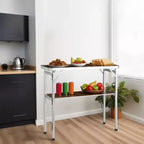 Tavolo Bar Pieghevole Portatile da Patio Karl Home Marrone con Scaffale