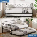 Divano Letto Singolo, Struttura Divano Letto in Metallo con Letto Estraibile, Doghe in Metallo Resistenti, Base per Materasso Piattaforma Divano